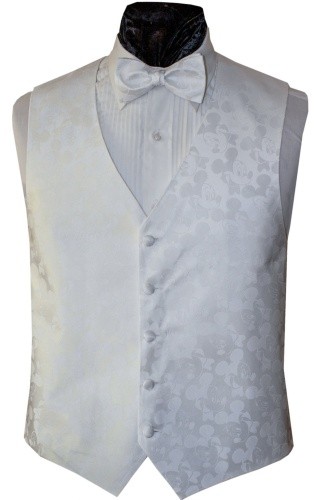 Mickey Mouse White Tone on Tone Vest and Bow Tie